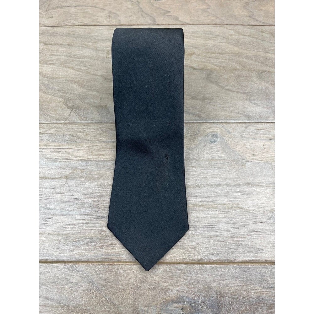 Salem Town Men's Black Silk Tie Classic Solid Pattern 58 Inch